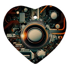 Illustrations Technology Robot Internet Processor Ornament (heart) by Ravend