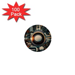 Illustrations Technology Robot Internet Processor 1  Mini Buttons (100 Pack)  by Ravend