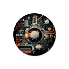 Illustrations Technology Robot Internet Processor Rubber Coaster (round) by Ravend