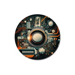 Illustrations Technology Robot Internet Processor Magnet 3  (round) by Ravend