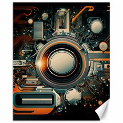 Illustrations Technology Robot Internet Processor Canvas 16  X 20  by Ravend