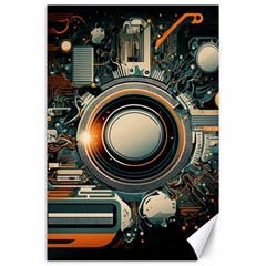 Illustrations Technology Robot Internet Processor Canvas 24  X 36  by Ravend