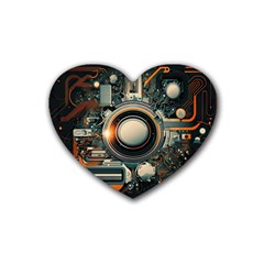 Illustrations Technology Robot Internet Processor Rubber Coaster (heart) by Ravend