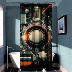 Illustrations Technology Robot Internet Processor Shower Curtain 36  X 72  (stall)  by Ravend