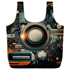 Illustrations Technology Robot Internet Processor Full Print Recycle Bag (xxl) by Ravend