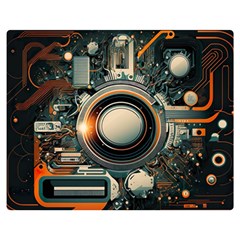 Illustrations Technology Robot Internet Processor One Side Premium Plush Fleece Blanket (medium) by Ravend