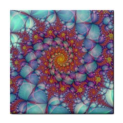 Fractals Abstract Art Cyan Spiral Vortex Pattern Tile Coaster by Ravend