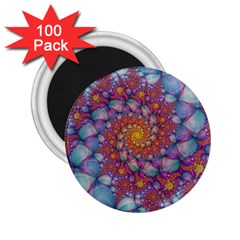 Fractals Abstract Art Cyan Spiral Vortex Pattern 2 25  Magnets (100 Pack)  by Ravend