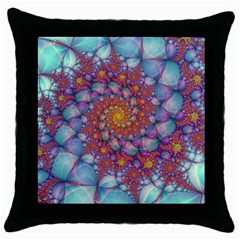 Fractals Abstract Art Cyan Spiral Vortex Pattern Throw Pillow Case (black) by Ravend