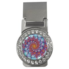 Fractals Abstract Art Cyan Spiral Vortex Pattern Money Clips (cz)  by Ravend