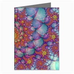 Fractals Abstract Art Cyan Spiral Vortex Pattern Greeting Cards (pkg Of 8) by Ravend