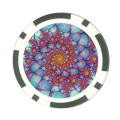 Fractals Abstract Art Cyan Spiral Vortex Pattern Poker Chip Card Guard by Ravend