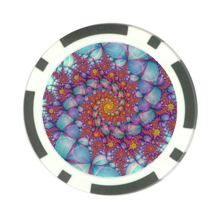 Fractals Abstract Art Cyan Spiral Vortex Pattern Poker Chip Card Guard