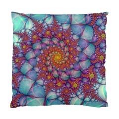 Fractals Abstract Art Cyan Spiral Vortex Pattern Standard Cushion Case (two Sides) by Ravend