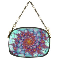 Fractals Abstract Art Cyan Spiral Vortex Pattern Chain Purse (two Sides) by Ravend