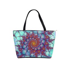 Fractals Abstract Art Cyan Spiral Vortex Pattern Classic Shoulder Handbag by Ravend