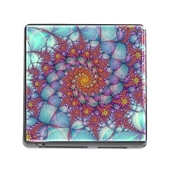 Fractals Abstract Art Cyan Spiral Vortex Pattern Memory Card Reader (square 5 Slot) by Ravend