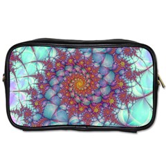 Fractals Abstract Art Cyan Spiral Vortex Pattern Toiletries Bag (two Sides) by Ravend