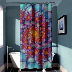 Fractals Abstract Art Cyan Spiral Vortex Pattern Shower Curtain 36  X 72  (stall)  by Ravend