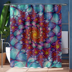 Fractals Abstract Art Cyan Spiral Vortex Pattern Shower Curtain 60  X 72  (medium)  by Ravend