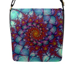 Fractals Abstract Art Cyan Spiral Vortex Pattern Flap Closure Messenger Bag (l) by Ravend