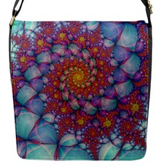 Fractals Abstract Art Cyan Spiral Vortex Pattern Flap Closure Messenger Bag (s) by Ravend