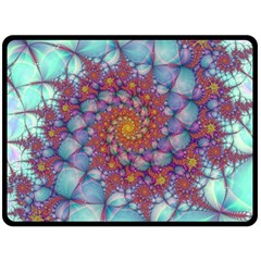 Fractals Abstract Art Cyan Spiral Vortex Pattern Fleece Blanket (large) by Ravend