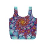 Fractals Abstract Art Cyan Spiral Vortex Pattern Full Print Recycle Bag (S) Front