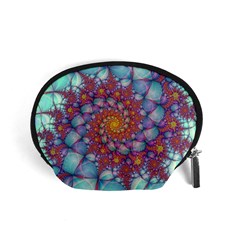 Fractals Abstract Art Cyan Spiral Vortex Pattern Accessory Pouch (small) by Ravend