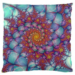 Fractals Abstract Art Cyan Spiral Vortex Pattern Standard Premium Plush Fleece Cushion Case (one Side) by Ravend