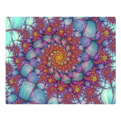 Fractals Abstract Art Cyan Spiral Vortex Pattern Premium Plush Fleece Blanket (large) by Ravend