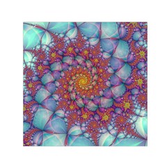 Fractals Abstract Art Cyan Spiral Vortex Pattern Square Satin Scarf (30  X 30 ) by Ravend