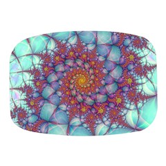 Fractals Abstract Art Cyan Spiral Vortex Pattern Mini Square Pill Box by Ravend