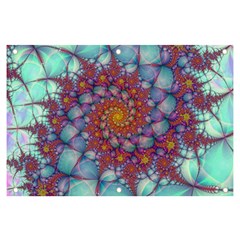 Fractals Abstract Art Cyan Spiral Vortex Pattern Banner And Sign 6  X 4  by Ravend