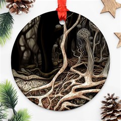 Tree Nature Landscape Forest Round Ornament (two Sides) by Ravend