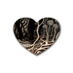 Tree Nature Landscape Forest Rubber Heart Coaster (4 pack) Front