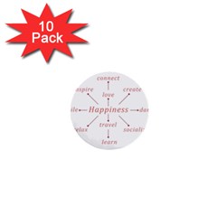 Happiness Typographic Style Concept 1  Mini Buttons (10 Pack)  by dflcprintsclothing