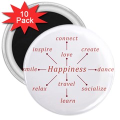 Happiness Typographic Style Concept 3  Magnets (10 Pack)  by dflcprintsclothing