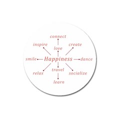 Happiness Typographic Style Concept Magnet 3  (round) by dflcprintsclothing