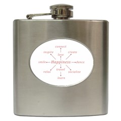 Happiness Typographic Style Concept Hip Flask (6 Oz) by dflcprintsclothing