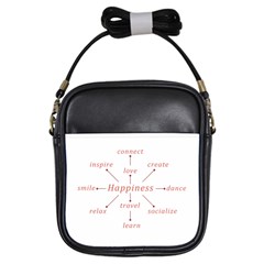 Happiness Typographic Style Concept Girls Sling Bag by dflcprintsclothing