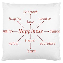 Happiness Typographic Style Concept Large Cushion Case (two Sides) by dflcprintsclothing