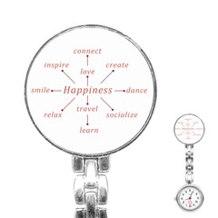 Happiness Typographic Style Concept Stainless Steel Nurses Watch by dflcprintsclothing