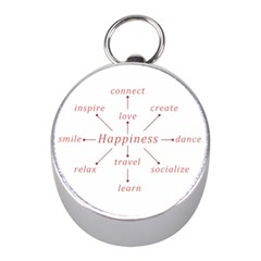 Happiness Typographic Style Concept Mini Silver Compasses by dflcprintsclothing