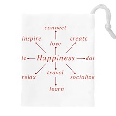 Happiness Typographic Style Concept Drawstring Pouch (4xl) by dflcprintsclothing