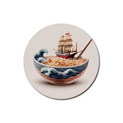 Ai Generated Noodles Pirate Chinese Food Food Rubber Round Coaster (4 Pack) by danenraven