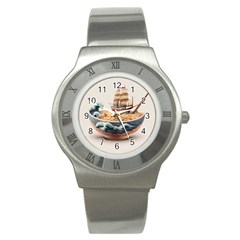 Ai Generated Noodles Pirate Chinese Food Food Stainless Steel Watch by danenraven