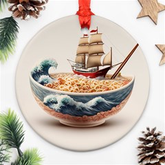 Ai Generated Noodles Pirate Chinese Food Food Round Ornament (two Sides) by danenraven