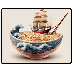 Ai Generated Noodles Pirate Chinese Food Food One Side Fleece Blanket (medium) by danenraven