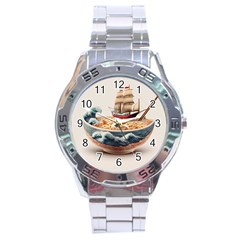 Ai Generated Noodles Pirate Chinese Food Food Stainless Steel Analogue Watch by danenraven